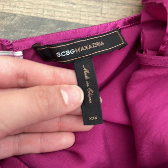 BCBGMaxAzria 90s Silk Pink Ruffle Classy Y2K Halter Top Blouse Size XXS - Picture 6 of 7